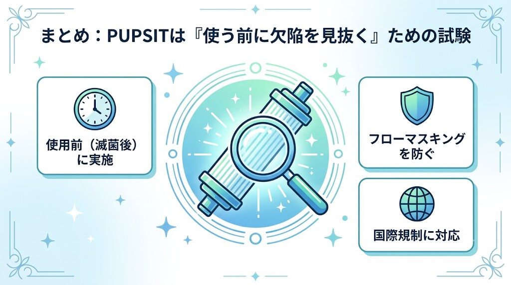 まとめ：PUPSITは「使う前に欠陥を見抜く」ための試験