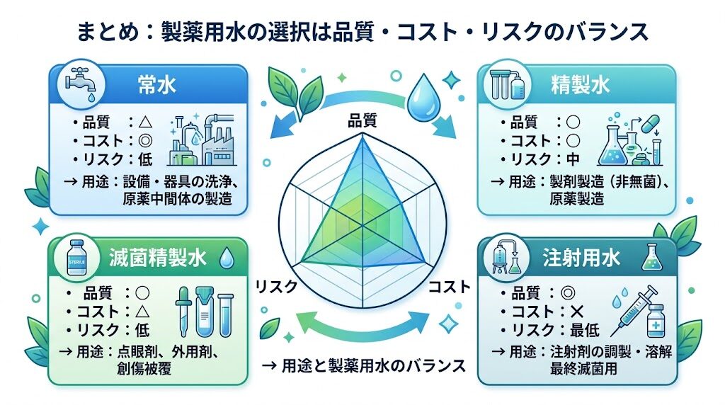 製薬用水の選択は「品質・コスト・リスク」のバランス