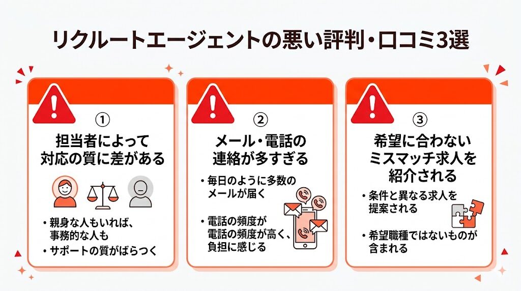 リクルートエージェントの悪い評判・口コミ3選