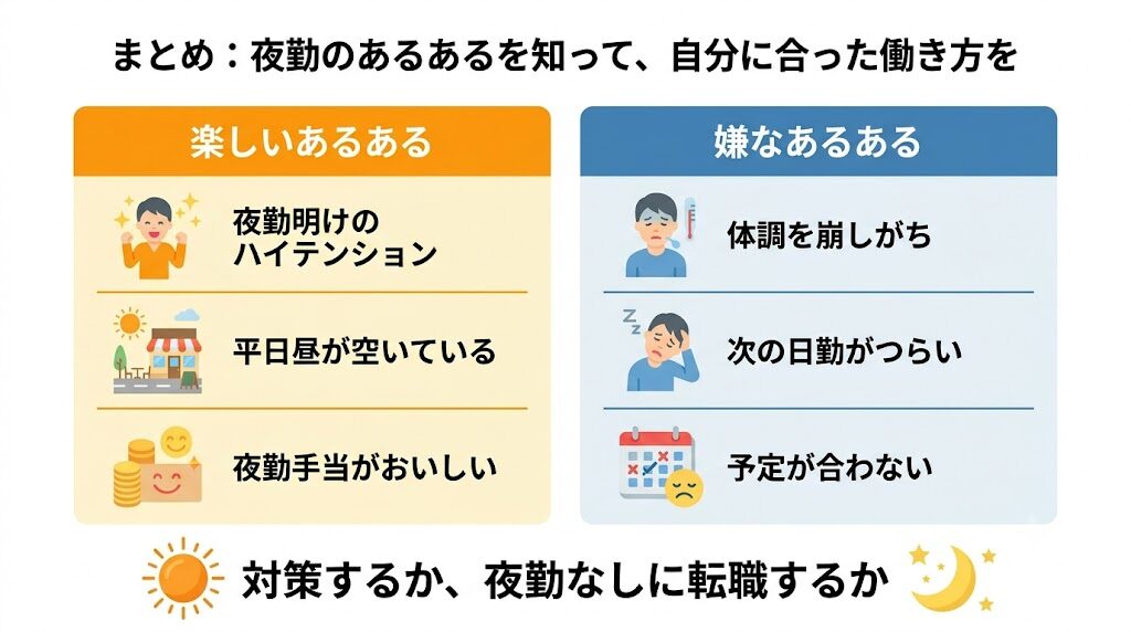 まとめ:工場夜勤のあるあるを知って、自分に合った働き方をしよう!