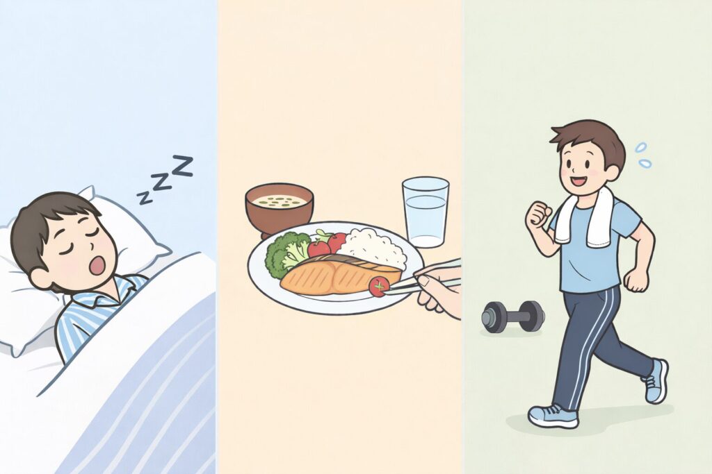 睡眠・食事・運動をしっかりと!