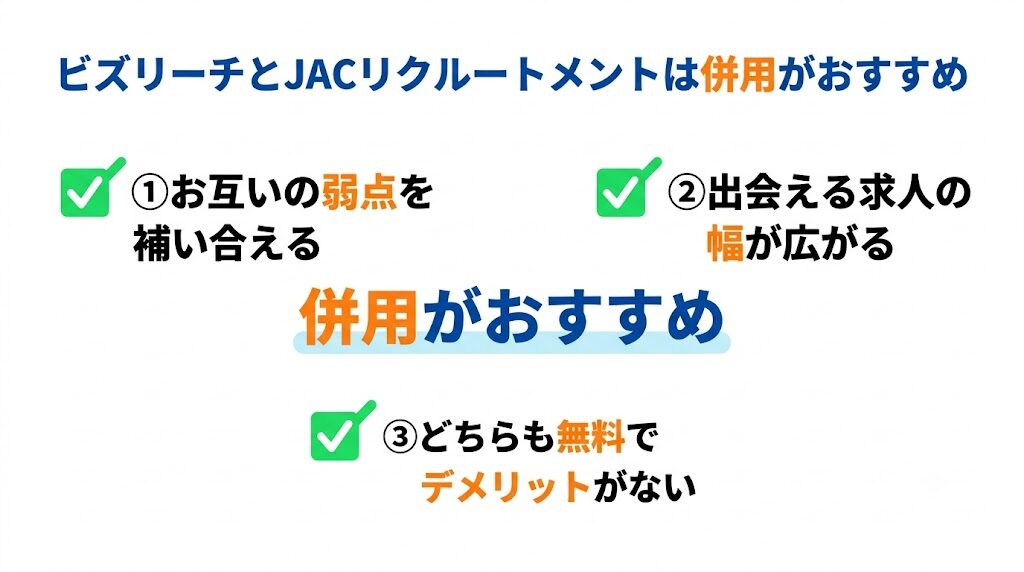 ビズリーチとJACリクルートメントは併用がおすすめ
