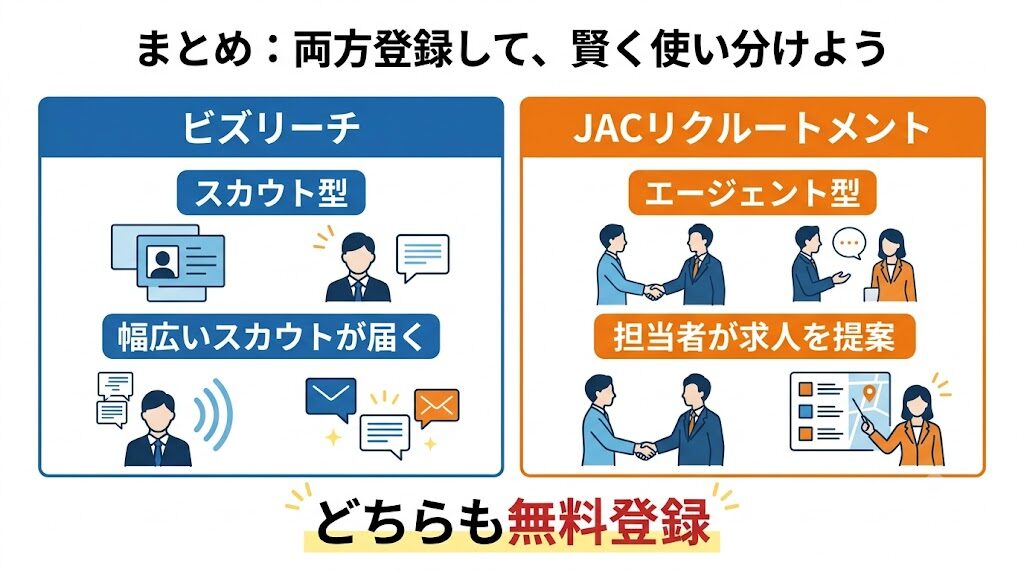 ビズリーチとJACリクルートメントを両方登録して、賢く使い分けよう